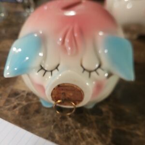 Whimsical Pink and Blue Decor Accents1957 Corky Pig